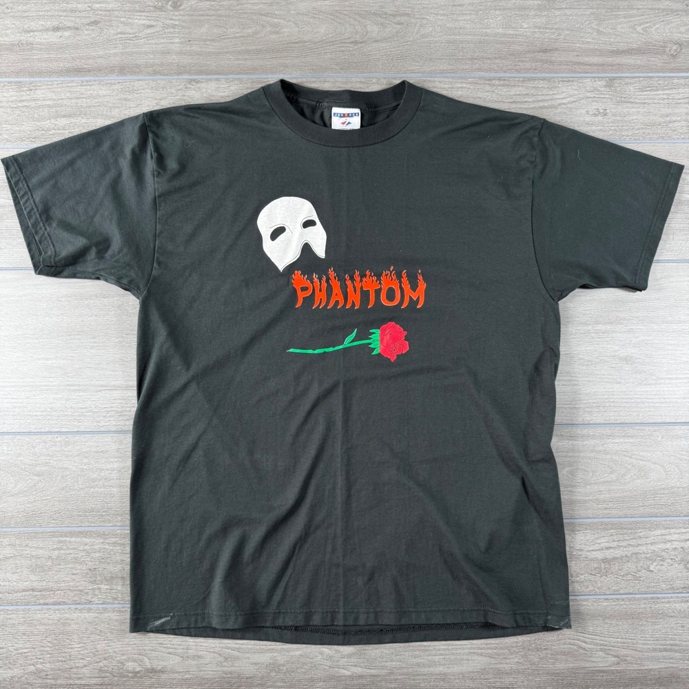 Jerzees Mens Phantom of the Opera Graphic T-Shirt Black XL Heavyweight Blend